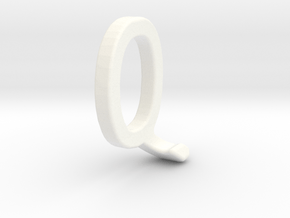 Two way letter pendant - JQ QJ in White Processed Versatile Plastic