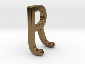 Two way letter pendant - JR RJ in Polished Bronze