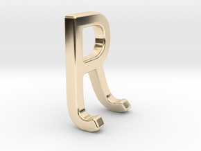 Two way letter pendant - JR RJ in 14k Gold Plated Brass