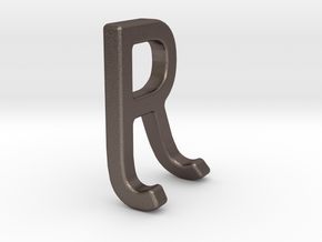 Two way letter pendant - JR RJ in Polished Bronzed Silver Steel