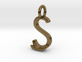 Two way letter pendant - JS SJ in Polished Bronze