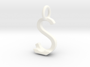 Two way letter pendant - JS SJ in White Processed Versatile Plastic