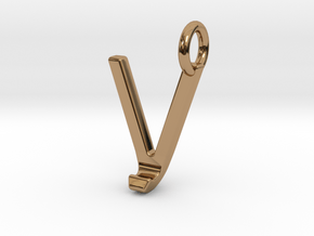 Two way letter pendant - JV VJ in Polished Brass