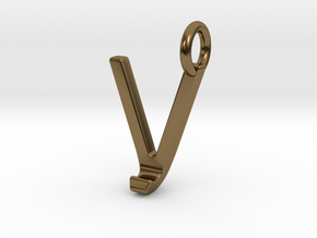 Two way letter pendant - JV VJ in Polished Bronze