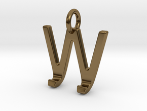 Two way letter pendant - JW WJ in Polished Bronze