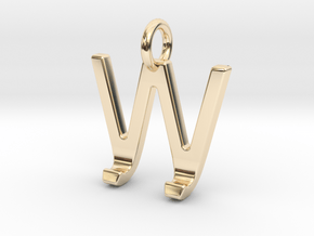 Two way letter pendant - JW WJ in 14k Gold Plated Brass