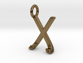 Two way letter pendant - JX XJ in Polished Bronze