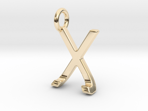 Two way letter pendant - JX XJ in 14k Gold Plated Brass