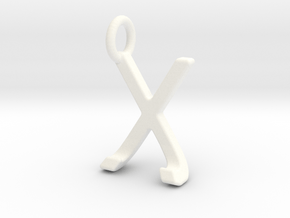 Two way letter pendant - JX XJ in White Processed Versatile Plastic
