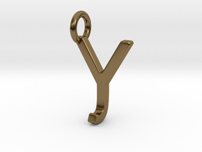 Two way letter pendant - JY YJ in Polished Bronze