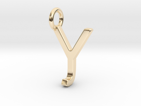 Two way letter pendant - JY YJ in 14k Gold Plated Brass