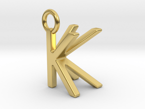 Two way letter pendant - KK K in Polished Brass