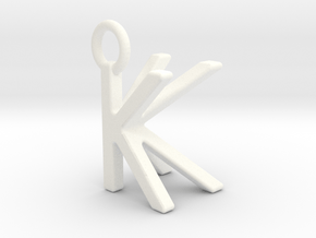 Two way letter pendant - KK K in White Processed Versatile Plastic