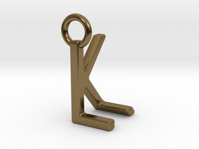 Two way letter pendant - KL LK in Polished Bronze