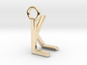 Two way letter pendant - KL LK in 14k Gold Plated Brass