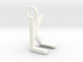 Two way letter pendant - KL LK in White Processed Versatile Plastic