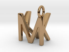 Two way letter pendant - KM MK in Polished Brass