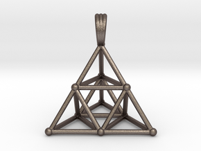 TETRAHEDRON (stage 2) PENDANT in Polished Bronzed Silver Steel
