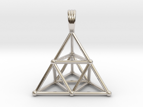 TETRAHEDRON (stage 2) PENDANT in Rhodium Plated Brass