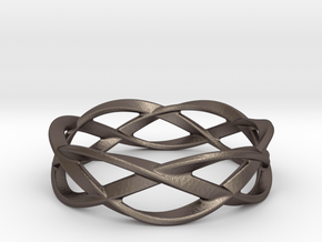 Weave Ring (Small) in Polished Bronzed Silver Steel