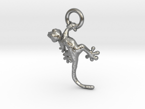 Gecko Pendant in Natural Silver