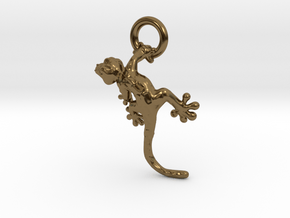 Gecko Pendant in Polished Bronze