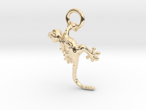 Gecko Pendant in 14k Gold Plated Brass