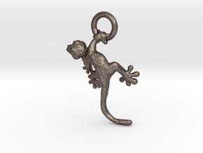 Gecko Pendant in Polished Bronzed Silver Steel