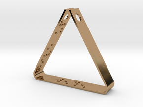 "Never Ever Give Up" Braille Triangle Pendant in Polished Brass