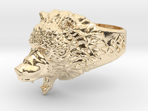 Roaring bear ring in 14k Gold Plated Brass: 6.5 / 52.75