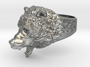 Roaring bear ring in Natural Silver: 6.5 / 52.75