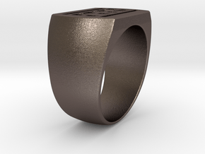 Ptym Ring in Polished Bronzed Silver Steel