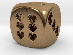 Dice hearts hollow in Natural Brass