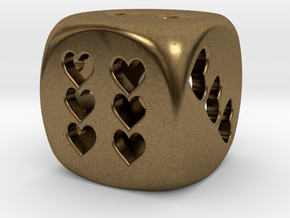Dice hearts hollow in Natural Bronze