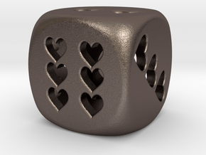 Dice hearts hollow in Polished Bronzed Silver Steel