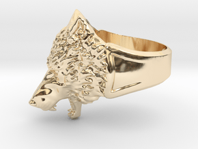 Wolf Head Ring in 14K Yellow Gold: 6.5 / 52.75