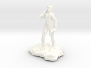 Half Orc Sorcerer With Sword And Hammer in White Processed Versatile Plastic