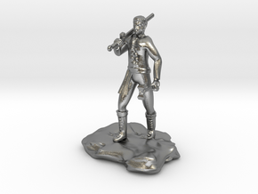 Half Orc Sorcerer With Sword And Hammer in Natural Silver
