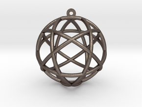 Penta Sphere Pendant 1.5" in Polished Bronzed Silver Steel