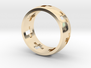 Cross Ring in 14k Gold Plated Brass