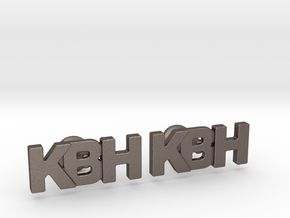 Monogram Cufflinks KBH in Polished Bronzed Silver Steel