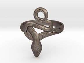 Covetous Silver Serpent Ring in Polished Bronzed Silver Steel: 8.5 / 58