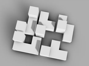Miniature 5 Piece Interlocking Puzzle in White Natural Versatile Plastic