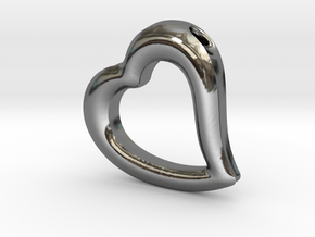 Heart Pendant Mark II (symmetrical) in Fine Detail Polished Silver