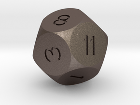 D12 dice in Polished Bronzed Silver Steel