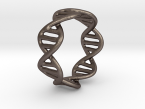 DNA Ring in Polished Bronzed Silver Steel