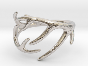 Antler Ring No.2(Size 8) in Rhodium Plated Brass