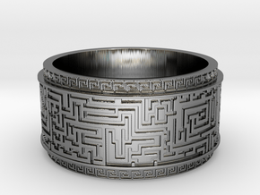 Ancient Maze ring in Fine Detail Polished Silver