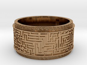 Ancient Maze ring in Polished Brass