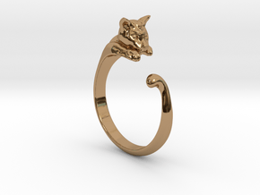 Cat Ring V1 - (Sizes 5 to 15 available) US Size 9 in Polished Brass